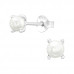 Silver Round 4mm Ear Studs with Glass Pearl