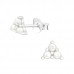 Geometric Sterling Silver Ear Studs with Pearl