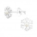 Silver Snowflake Ear Studs with Synthetic Pearls