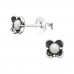 Silver Flower Ear Studs with Synthetic Pearl