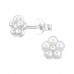 Flowers Sterling Silver Ear Studs with Plastic Pearl