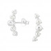 Curved Sterling Silver Ear Studs with Imitation Pearl