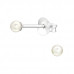 Silver Round 3mm Ear Studs with Synthetic Pearl