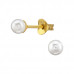 Glass Pearl 4mm Sterling Silver Ear Studs