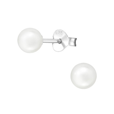 5mm Sterling Silver Ear Studs with Pearl