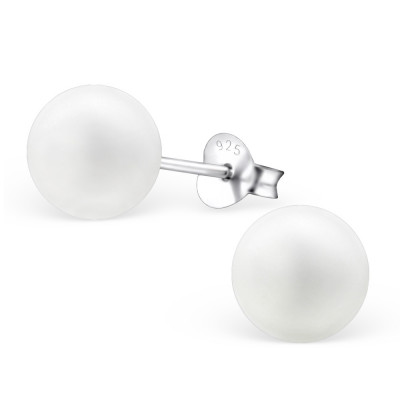 8mm Sterling Silver Ear Studs with Pearl