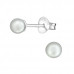 Silver Round 4mm Ear Studs with Synthetic Pearl