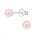 Silver Round 4mm Ear Studs with Synthetic Pearl