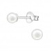 Silver Round 4mm Ear Studs with Synthetic Pearl