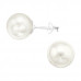 Silver Round 10mm Ear Studs with Synthetic Pearl