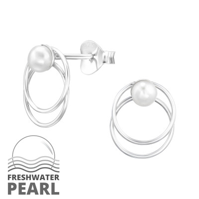 Sterling Silver Ear Studs with 4mm Fresh Water Pearl