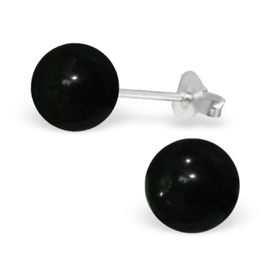 8mm Sterling Silver Ear Studs with Pearl