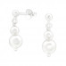 Silver 3mm Ball Ear Studs with Hanging Glass Pearl