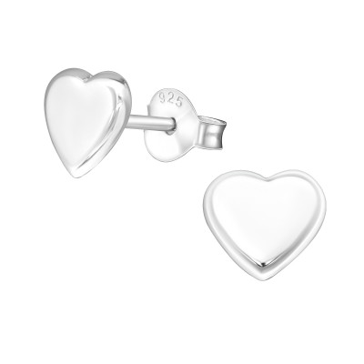 Silver Heart Ear Studs