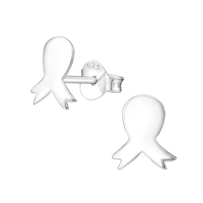 Silver Ribbon Ear Studs