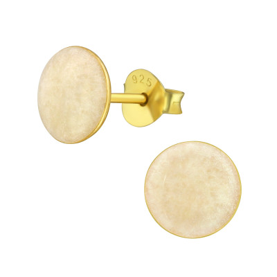 Silver Round Ear Studs with Epoxy