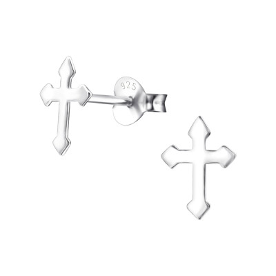 Silver Cross Ear Studs