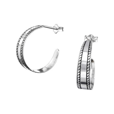 Silver Half Hoop Ear Studs