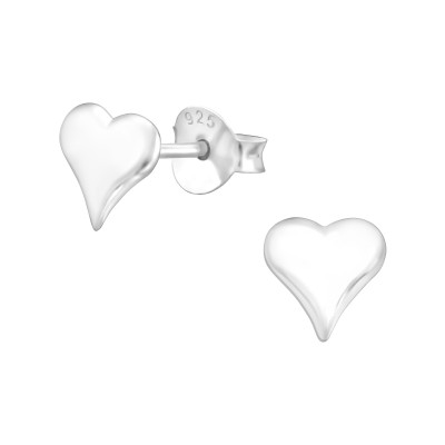 Silver Heart Ear Studs