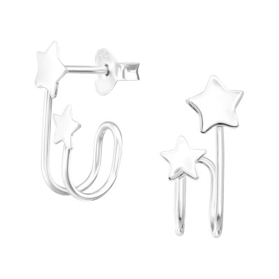 Silver Stars Ear Studs