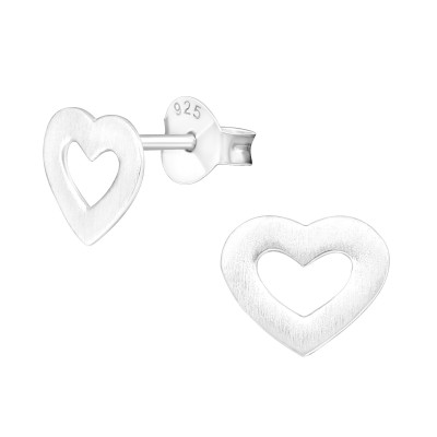 Silver Heart Ear Studs