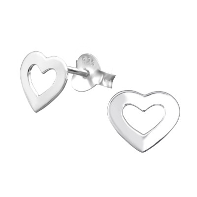 Silver Heart Ear Studs