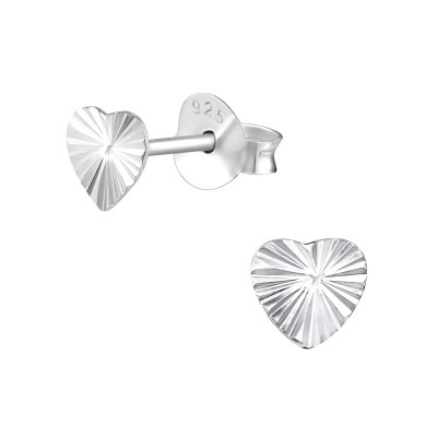 Silver Heart Ear Studs