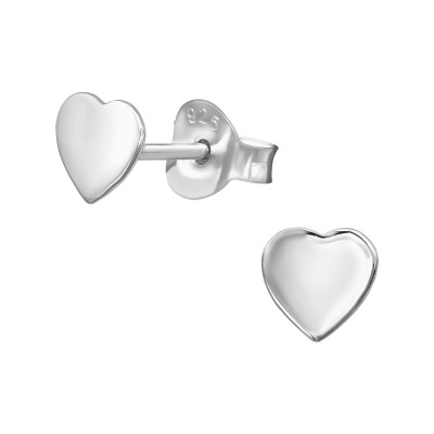 Silver Heart Ear Studs