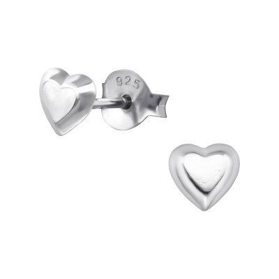 Heart Sterling Silver Ear Studs