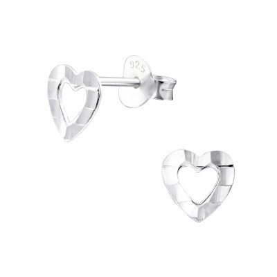 Silver Heart Ear Studs