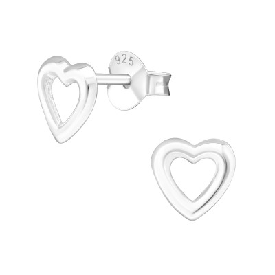 Silver Heart Ear Studs