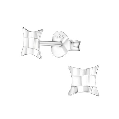 Silver Square Ear Studs