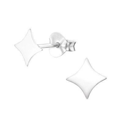 Silver Square Ear Studs