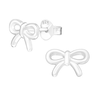 Silver Tie Bow Ear Studs