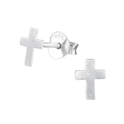 Cross Sterling Silver Ear Studs