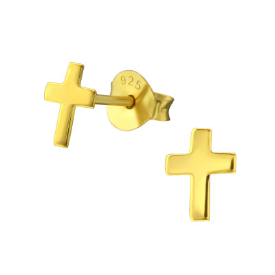 Silver Cross Ear Studs