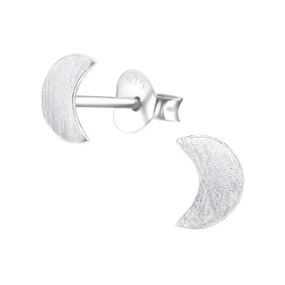 Silver Moon Ear Studs