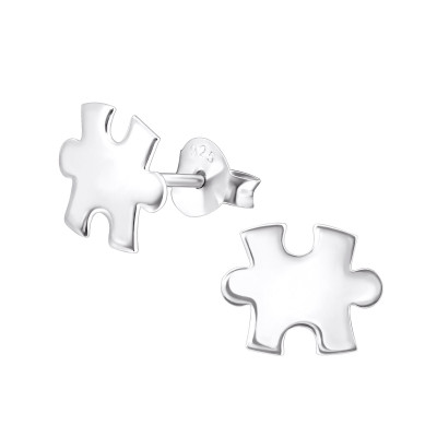 Silver Jigsaw Ear Studs