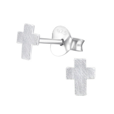 Silver Cross Ear Studs