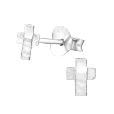 Silver Cross Ear Studs