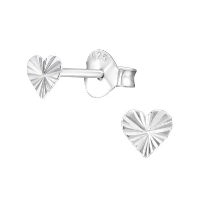 Silver Heart Ear Studs