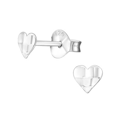 Silver Heart Ear Studs