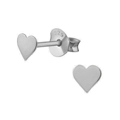 Silver Heart Ear Studs