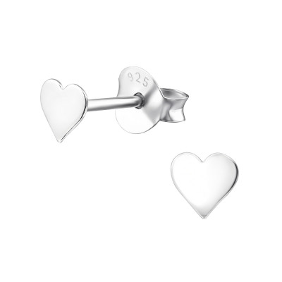 Silver Heart Ear Studs