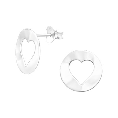 Silver Heart Ear Studs