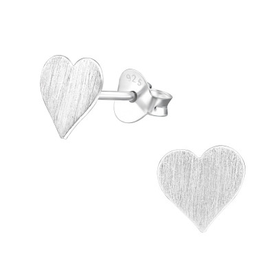 Silver Heart Ear Studs