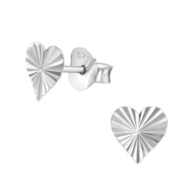 Heart Sterling Silver Ear Studs