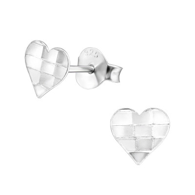 Silver Heart Ear Studs