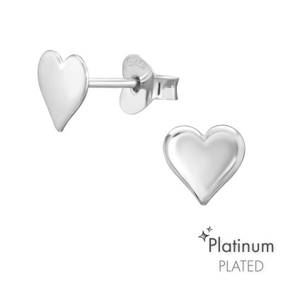 Silver Heart Ear Studs