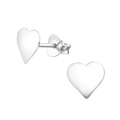 Silver Heart Ear Studs